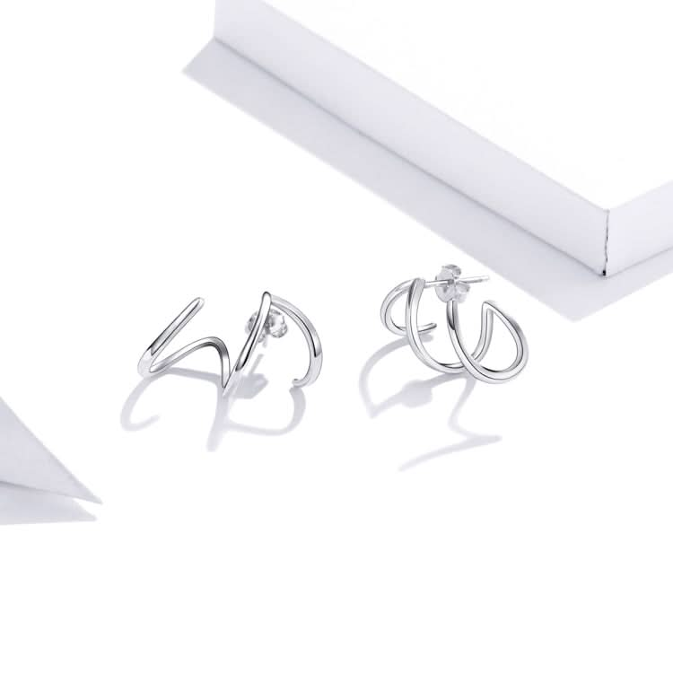 S925 Sterling Silver Simple Style Lines Women Earrings Reluova