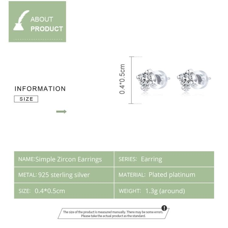 S925 Sterling Silver Simple Style Zircon Women Earrings Reluova