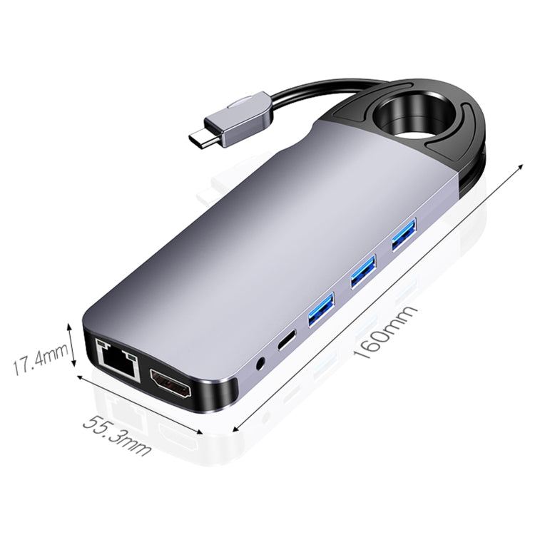 HW-TC28 10 In 1 USB 3.0 x3 + HDMI + VGA + SD + TF + PD + Ethernet Port + 3.5mm Port Multi-function Type-C / USB-C HUB Docking Station My Store