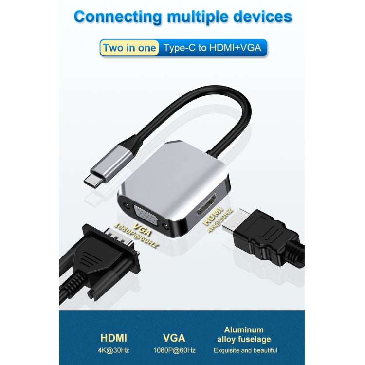 HW-6002 2 In 1 Type-C / USB-C to HDMI + VGA Adapter Converter My Store