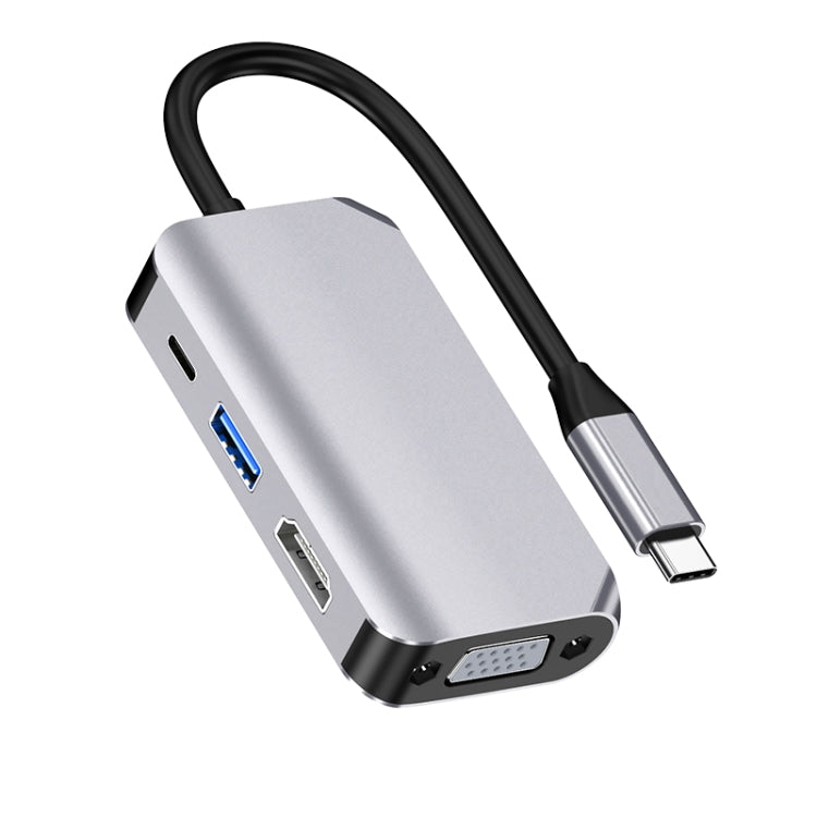 HW-6004 4 In 1 Type-C / USB-C to HDMI + PD + USB 3.0 + VGA Docking Station Adapter Converter My Store