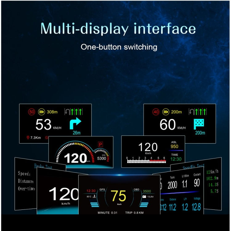 C1 OBD2 + GPS Mode Car HUD Head-up Display Compass / Speed / Water Temperature / Voltage Display / Speed / Fault Alarm / Navigation Function