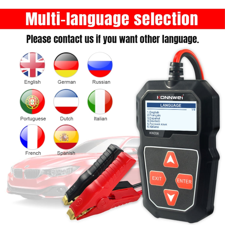 KONNWEI KW208 Car TFT Color Screen Battery Tester Support 8 Languages ÎҵÄÉ̵ê