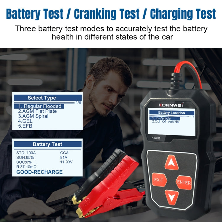 KONNWEI KW208 Car TFT Color Screen Battery Tester Support 8 Languages ÎҵÄÉ̵ê