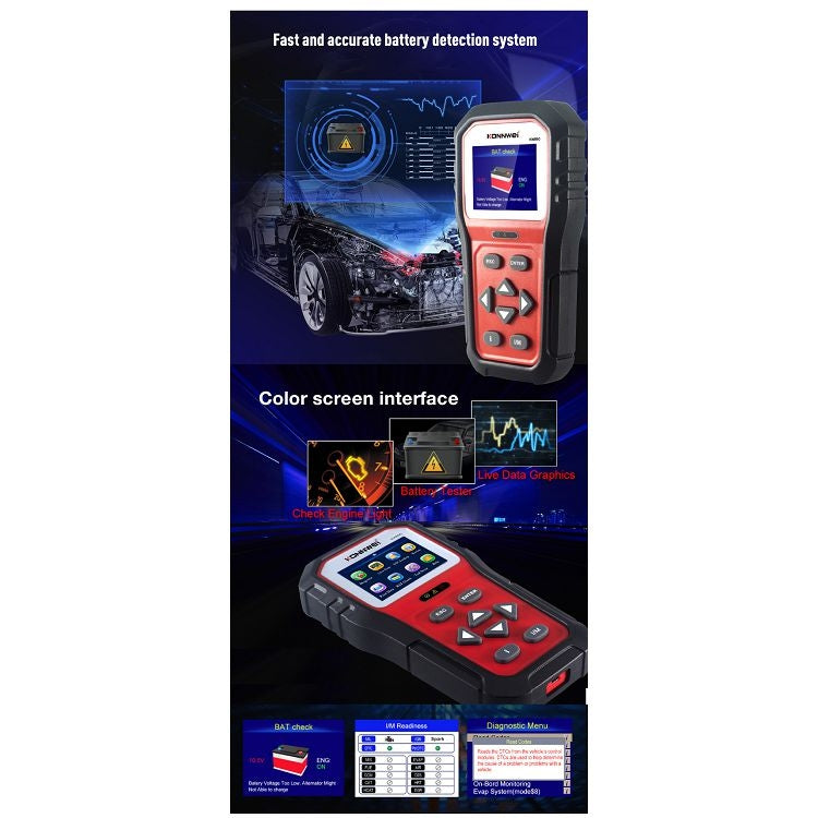 KONNWEI KW860 Car 2.8 inch TFT Color Screen Battery Tester Support 8 Languages / I Key Analysis Function ÎҵÄÉ̵ê