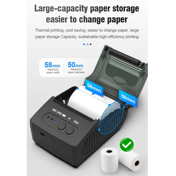 5811DD 58mm Bluetooth 4.0 Portable Thermal Bluetooth Receipt Printer, Reluova