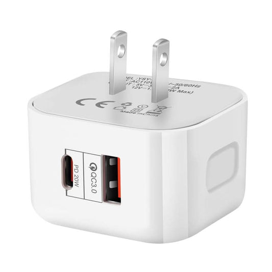 20W PD + QC 3.0 Dual Ports Travel Charger Power Adapter,