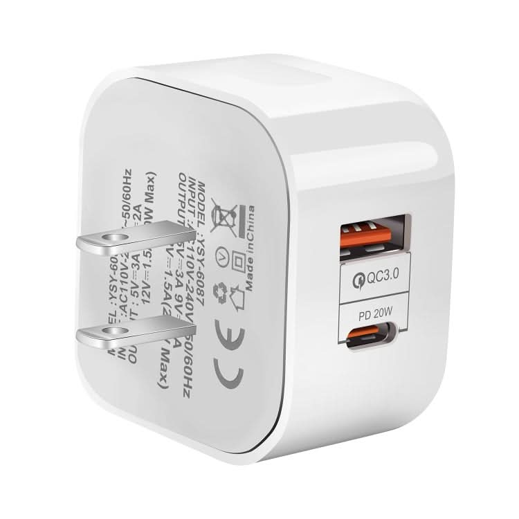 20W PD + QC 3.0 Dual Ports Travel Charger Power Adapter,