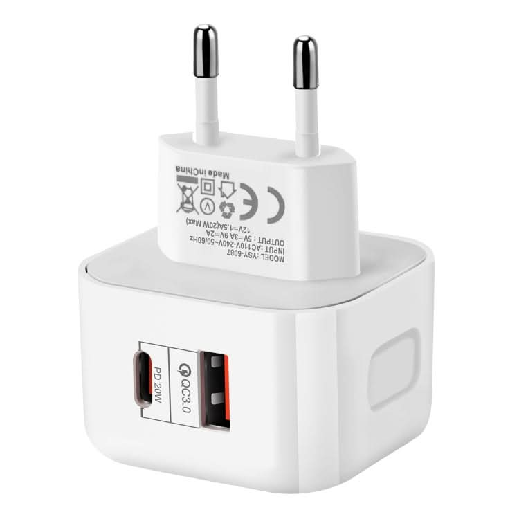 20W PD + QC 3.0 Dual Ports Travel Charger Power Adapter,