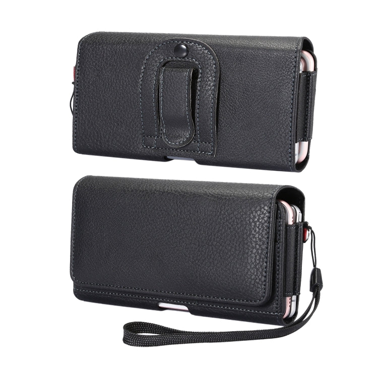 Litchi Texture Vertical Flip Thwartwise PU Leather Case / Waist Bag with Back Splint & Card Slots & 15cm Lanyard for 6.7 inch Phone Universal