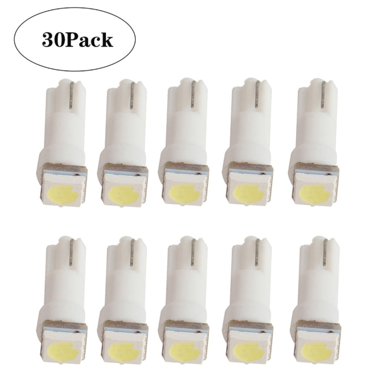 30 PCS T5 1LED SMD-5050 Car Modification LED Indicator Light White Light