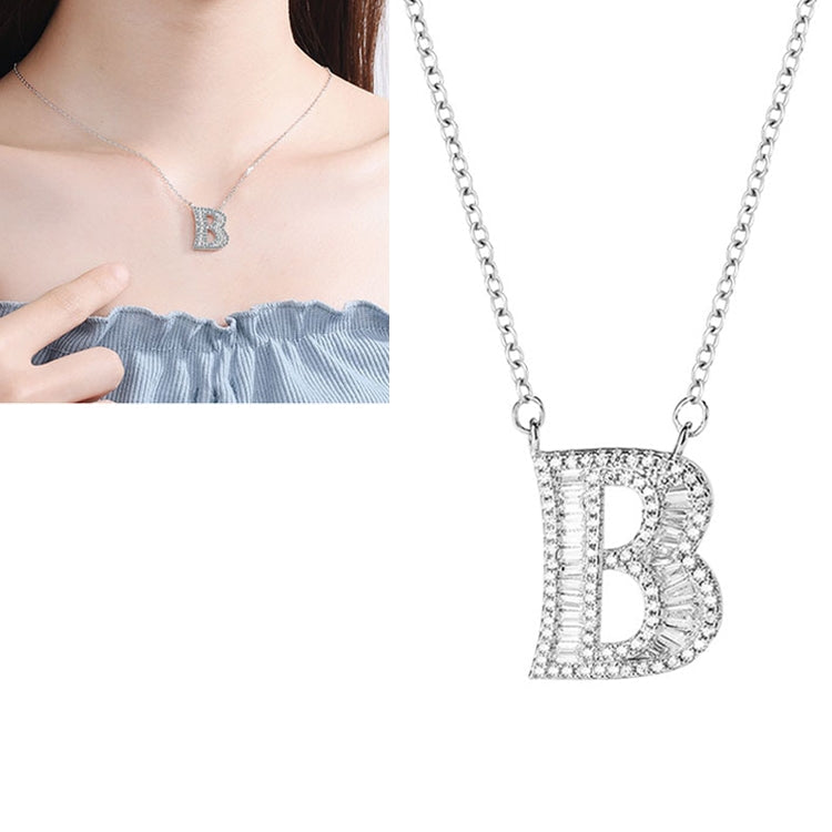 Women Fashion S925 Sterling Silver English Alphabet Pendant Necklace