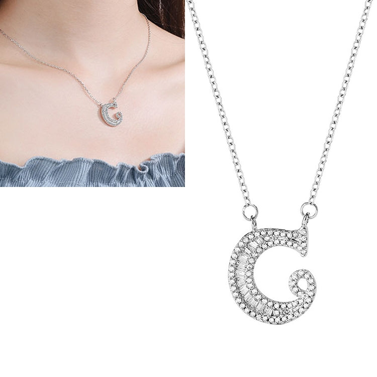 Women Fashion S925 Sterling Silver English Alphabet Pendant Necklace