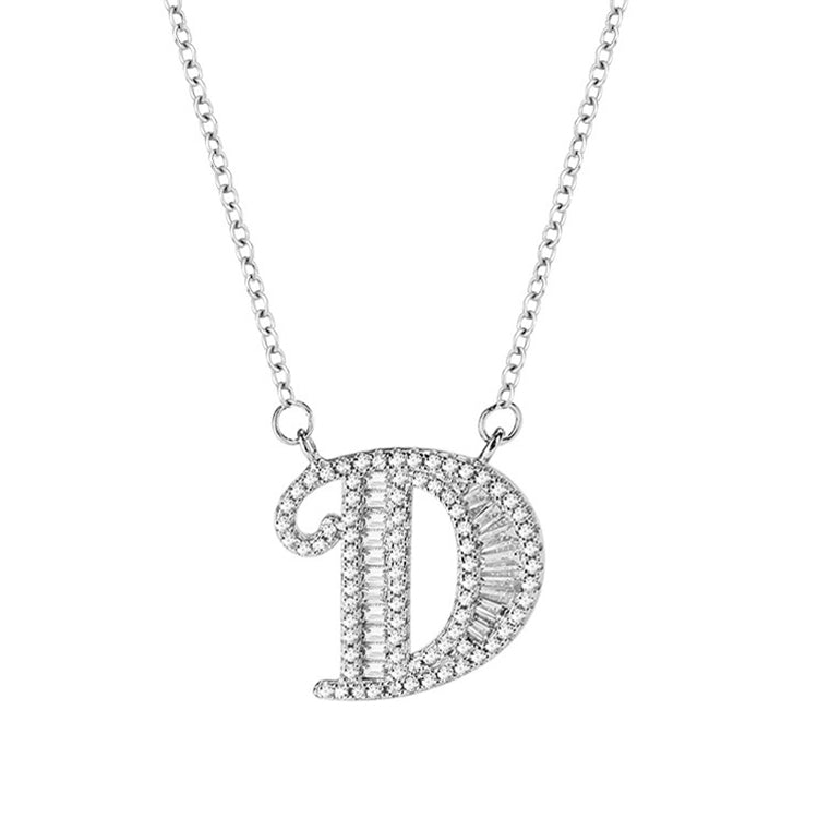 Women Fashion S925 Sterling Silver English Alphabet Pendant Necklace My Store