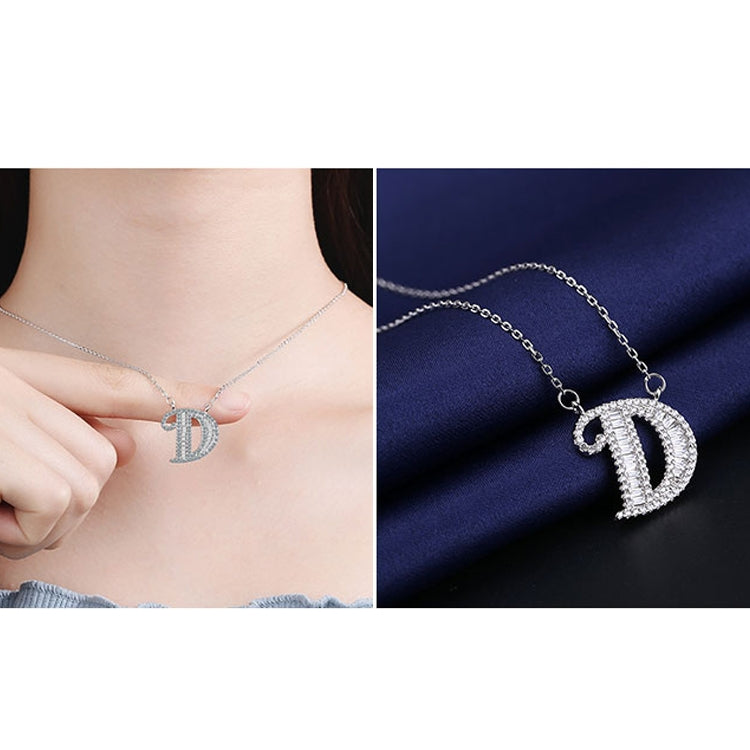 Women Fashion S925 Sterling Silver English Alphabet Pendant Necklace