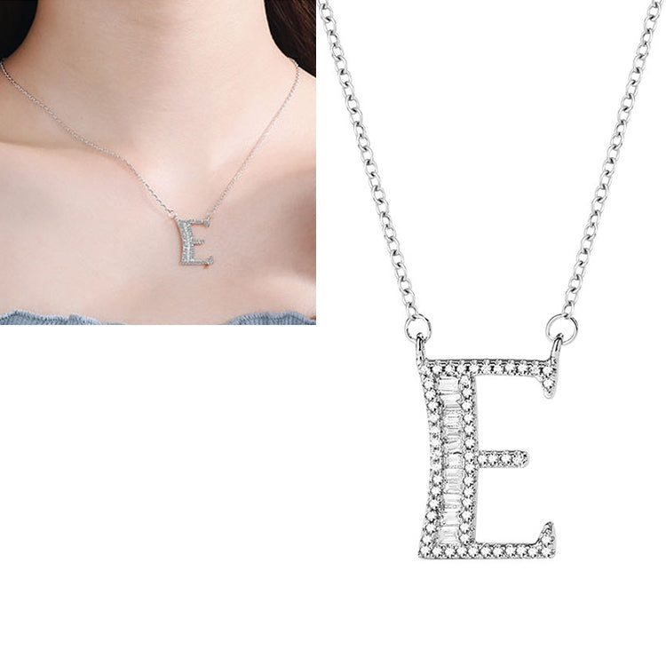 Women Fashion S925 Sterling Silver English Alphabet Pendant Necklace