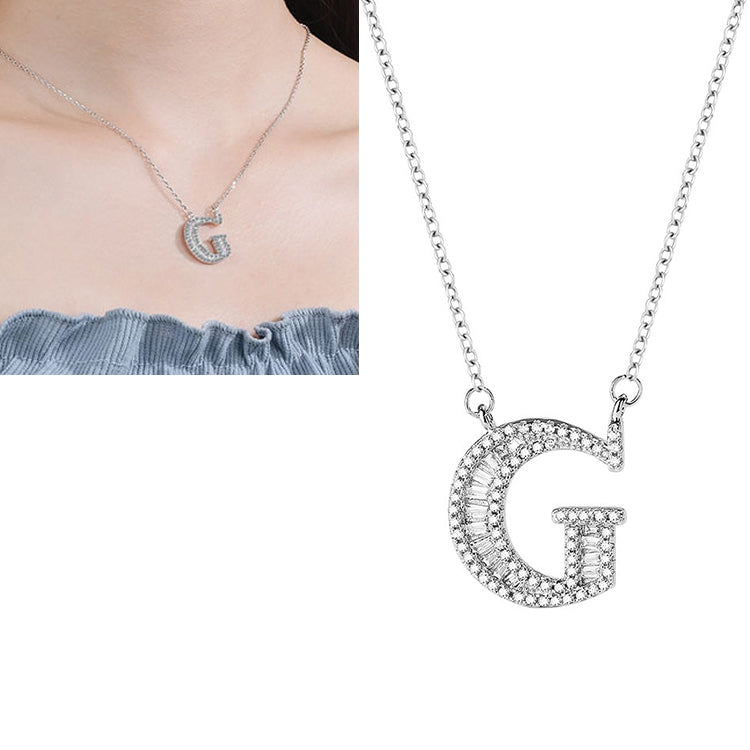 Women Fashion S925 Sterling Silver English Alphabet Pendant Necklace My Store