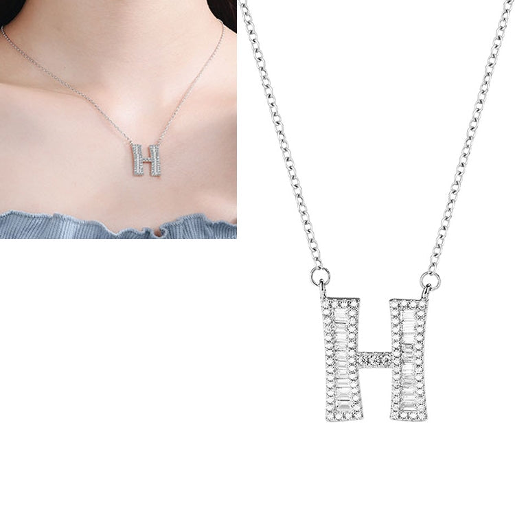 Women Fashion S925 Sterling Silver English Alphabet Pendant Necklace