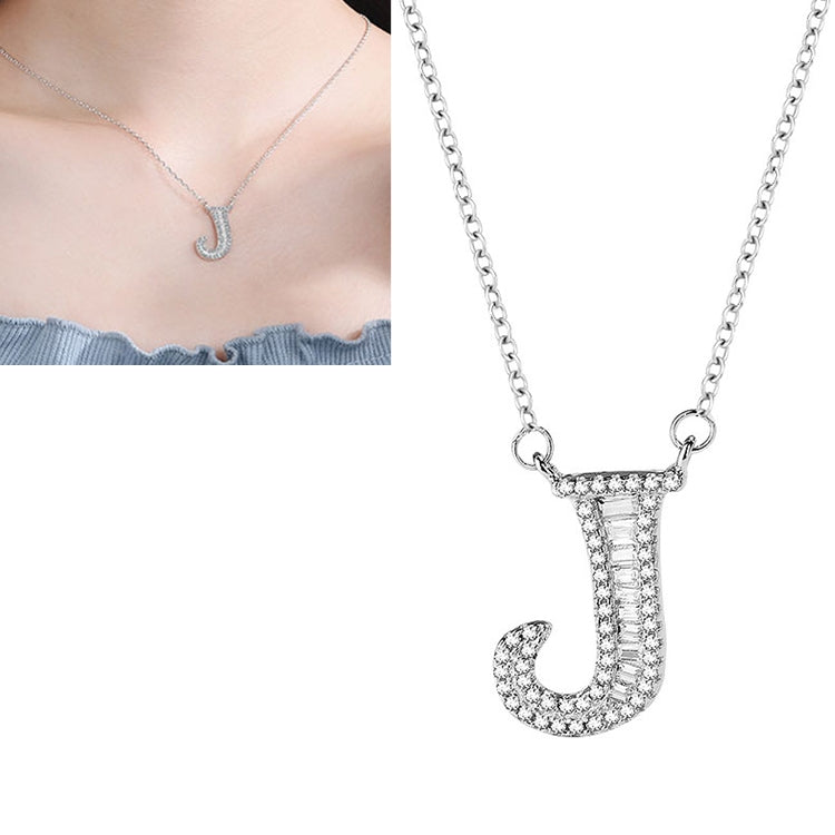 Women Fashion S925 Sterling Silver English Alphabet Pendant Necklace