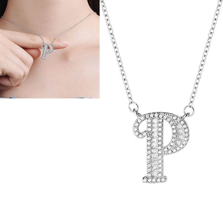 Women Fashion S925 Sterling Silver English Alphabet Pendant Necklace