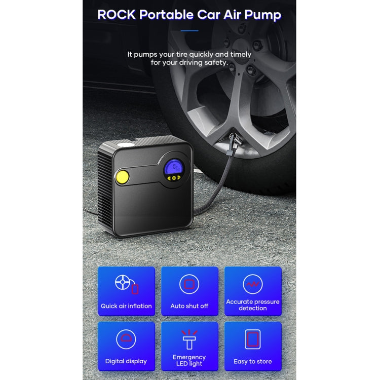 Rock Multi-function Portable LED Digital Display Car Air Pump