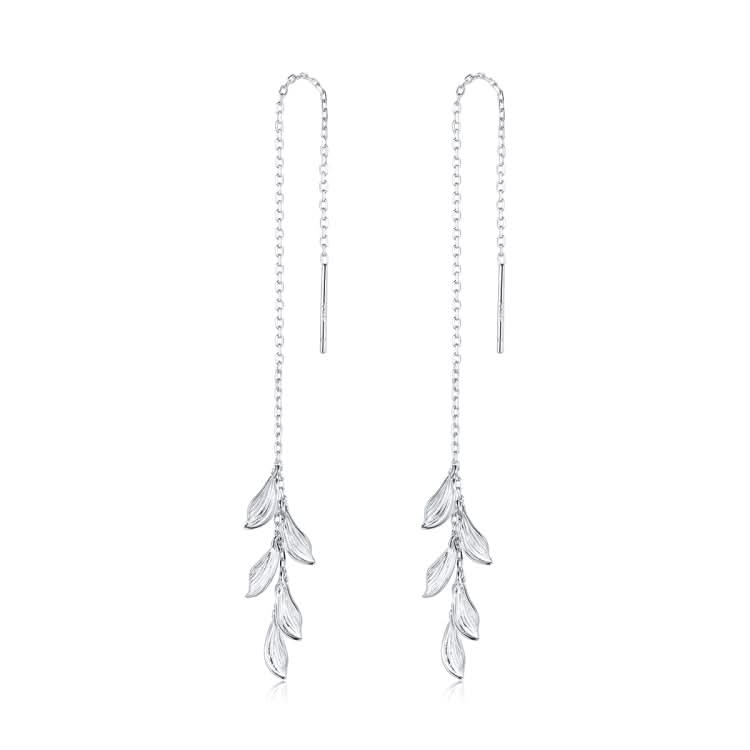 S925 Sterling Silver Simple Style Long Leaves Women Earrings Reluova