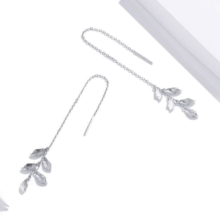 S925 Sterling Silver Simple Style Long Leaves Women Earrings Reluova