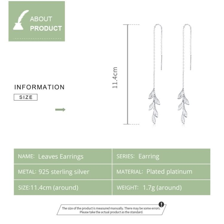 S925 Sterling Silver Simple Style Long Leaves Women Earrings Reluova