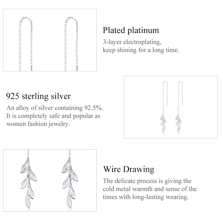 S925 Sterling Silver Simple Style Long Leaves Women Earrings Reluova