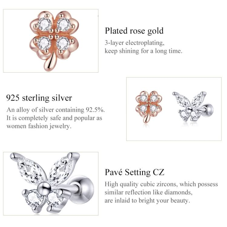 S925 Sterling Silver Clover Butterfly Women Earrings Reluova