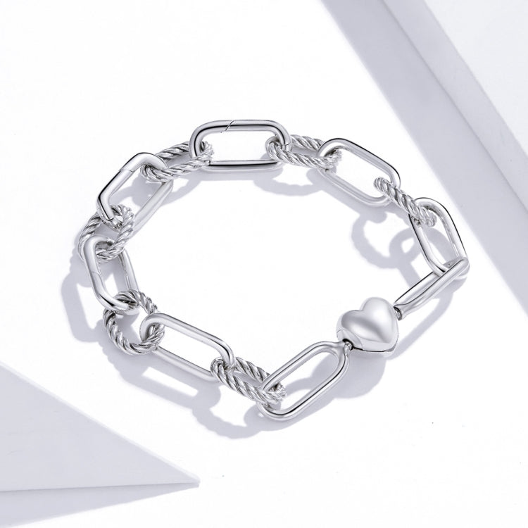 S925 Sterling Silver Paperclip Love Women Bracelet Jewelry My Store