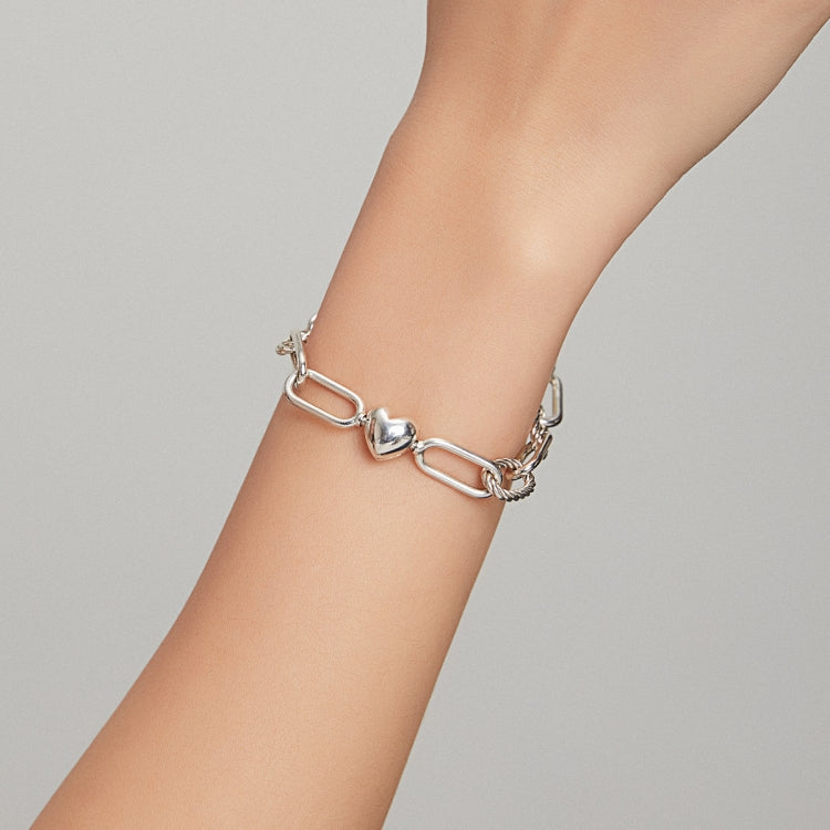 S925 Sterling Silver Paperclip Love Women Bracelet Jewelry My Store