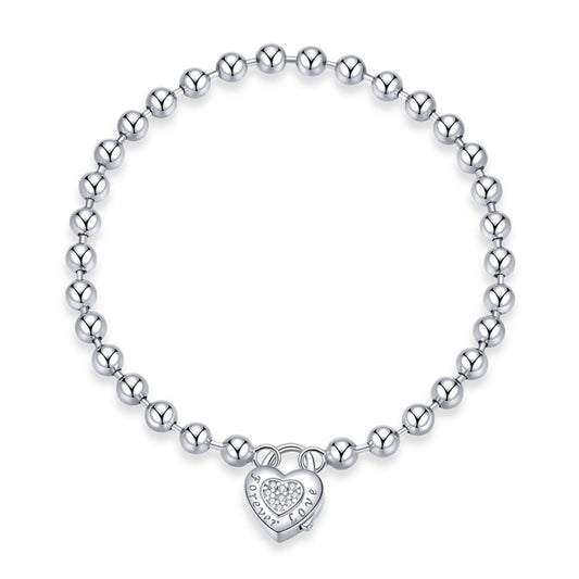 S925 Sterling Silver Heart-shaped Punk Beads Women Bracelet Jewelry My Store