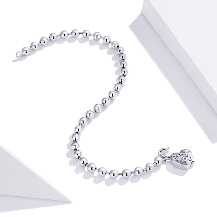 S925 Sterling Silver Heart-shaped Punk Beads Women Bracelet Jewelry My Store