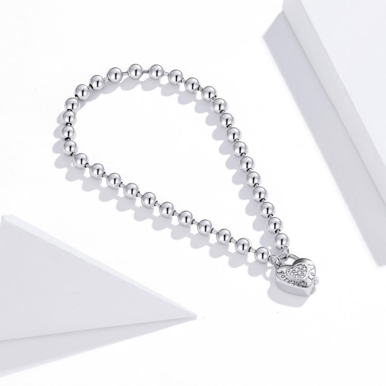 S925 Sterling Silver Heart-shaped Punk Beads Women Bracelet Jewelry My Store