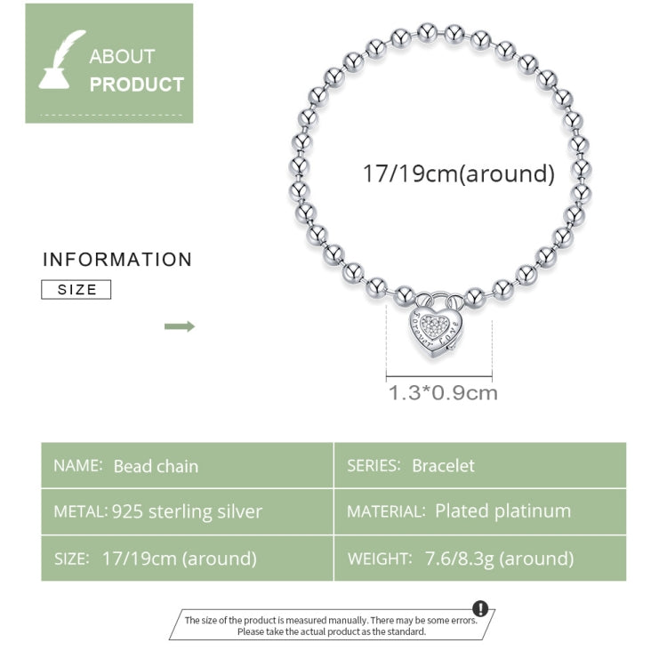 S925 Sterling Silver Heart-shaped Punk Beads Women Bracelet Jewelry My Store