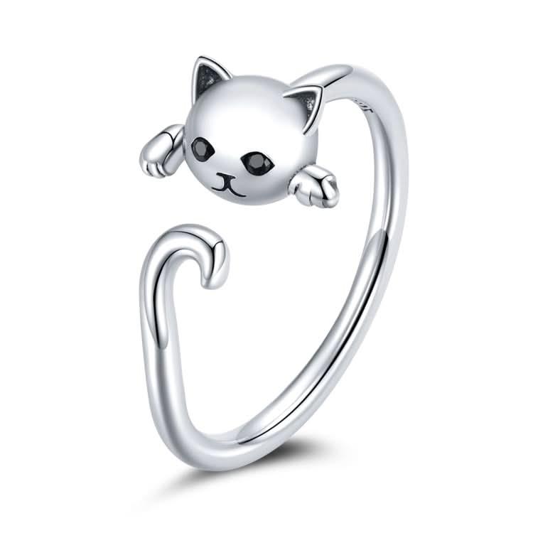 S925 Sterling Silver Cute Cat Women Open Ring Reluova