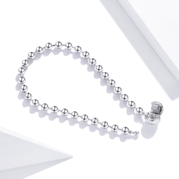 S925 Sterling Silver Punk Round Beads Women Bracelet Jewelry My Store