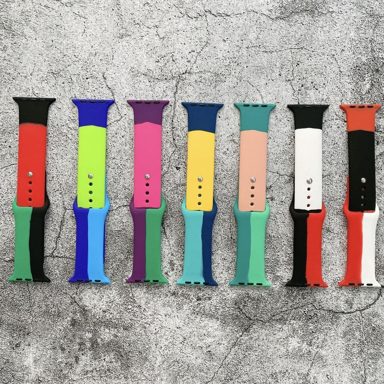 Silicone Color Matching Replacement Watchbands For Apple Watch Series 6 & SE & 5 & 4 40mm / 3 & 2 & 1 38mm