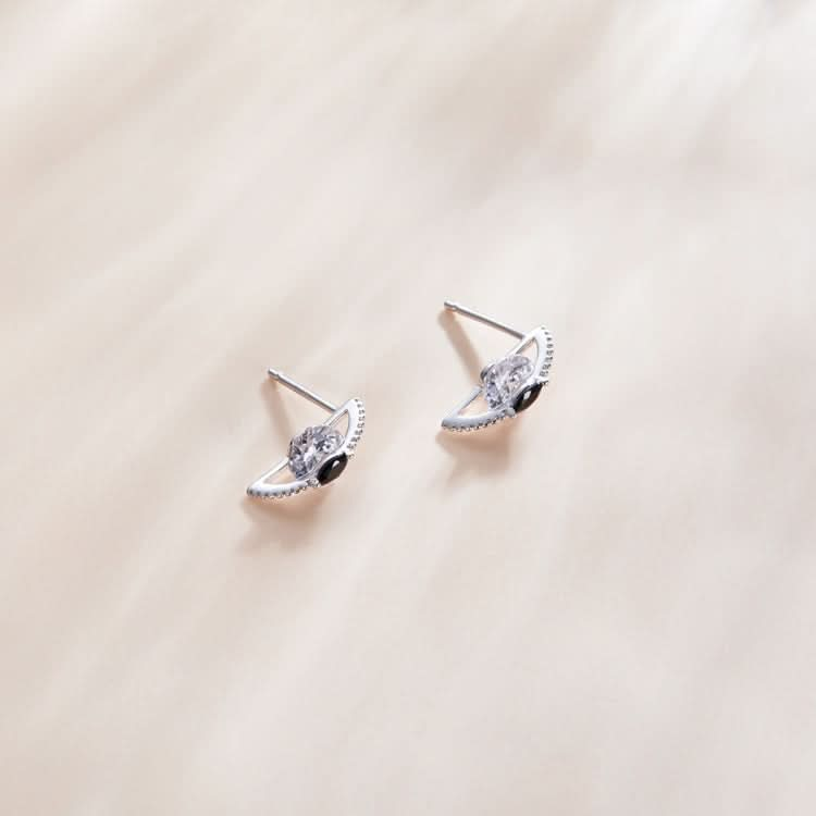 S925 Sterling Silver Silver Black White Zircon Ear Studs Women Earrings Reluova