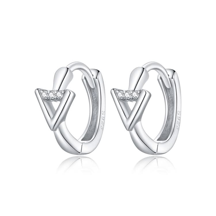 S925 Sterling Silver Silver Triangle Ear Buckle Women Earrings Reluova