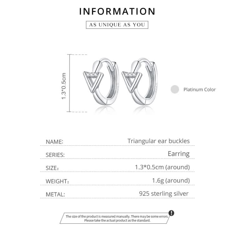 S925 Sterling Silver Silver Triangle Ear Buckle Women Earrings Reluova