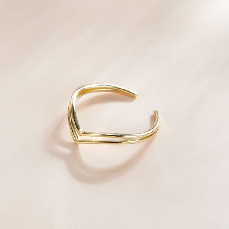 S925 Sterling Silver Simple Hollow Lines Women Open Ring Reluova