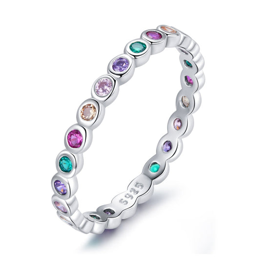 S925 Sterling Silver Simple Colorful Zircon Women Ring My Store