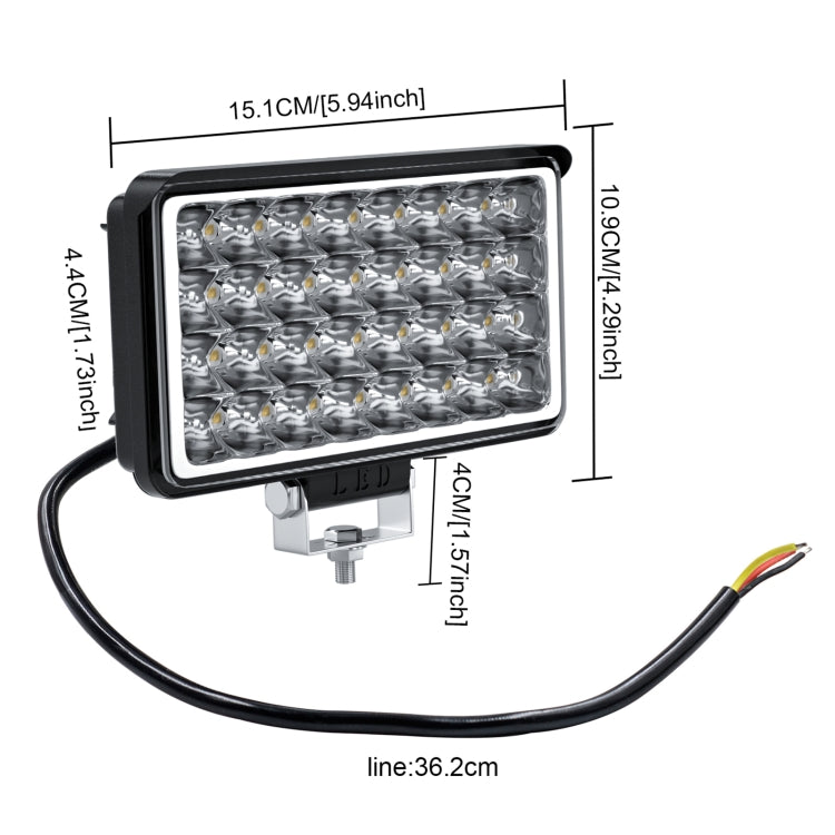 WUPP CS-1242A1 Car 4 inch Square 32LEDs Highlight Work Light Modified Front Bumper Lamp Spotlight