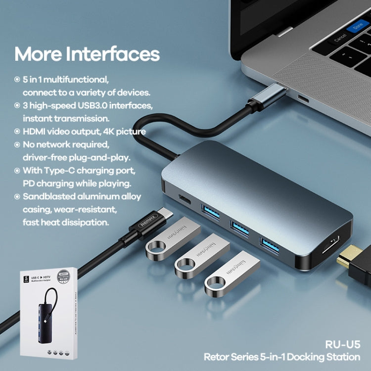 Remax RU-U5 5 In1 Multi-function Type-C / USB-C HUB Docking?Station