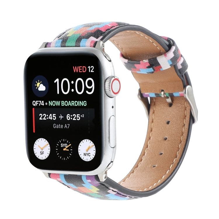 Marble Ethnic Style Printed Leather Watchband For Apple Watch Series 6 & SE &