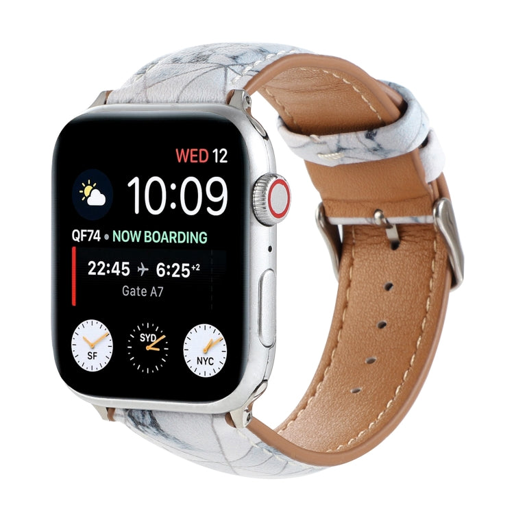 Marble Ethnic Style Printed Leather Watchband For Apple Watch Series 6 & SE &