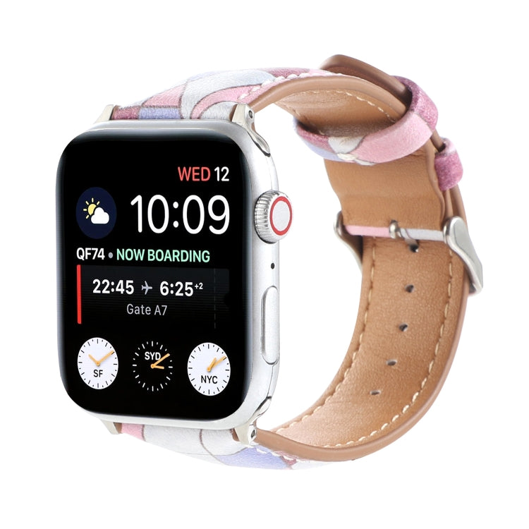 Marble Ethnic Style Printed Leather Watchband For Apple Watch Series 6 & SE &