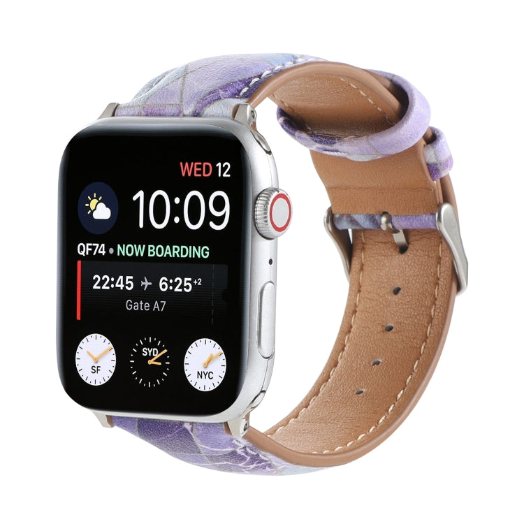 Marble Ethnic Style Printed Leather Watchband For Apple Watch Series 6 & SE &